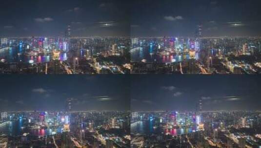 上海外滩陆家嘴航拍延时摄影夜景高清在线视频素材下载