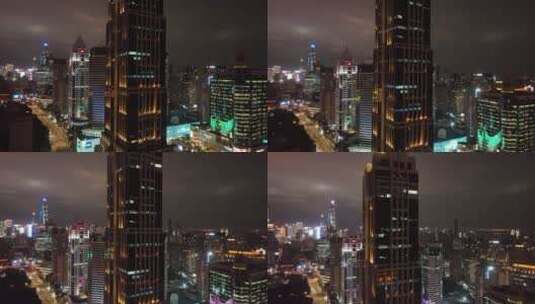 黄浦区K11夜景航拍高清在线视频素材下载