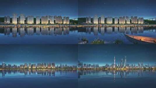 震撼城市夜景天际线三维动画高清在线视频素材下载