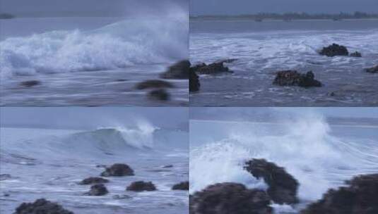 海边大浪拍打岩石 近景 合集高清在线视频素材下载