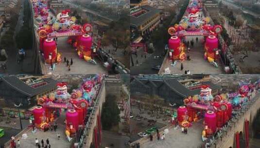 西安城墙花灯过年新年22高清在线视频素材下载