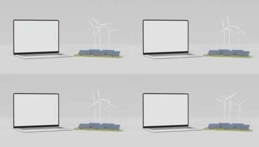 大规模光伏发电 风力发电机高清在线视频素材下载