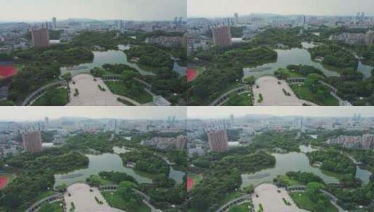 4k航拍江门东湖公园城市公园绿化高清在线视频素材下载