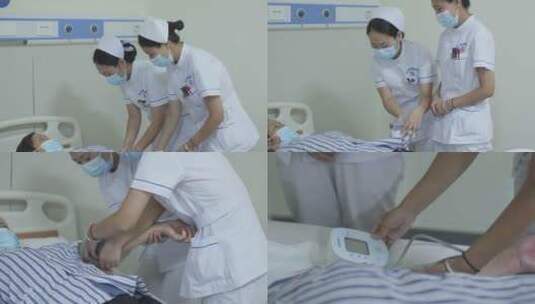 医院护士给患者测量血压高清在线视频素材下载