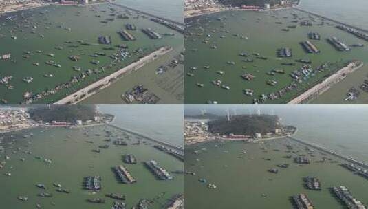 原创 福建漳州六鳌半岛渔港航拍风光高清在线视频素材下载