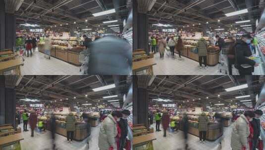 超市购物人流延时摄影高清在线视频素材下载