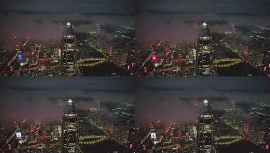深圳市4K平安金融中心大厦航拍夜景高清在线视频素材下载