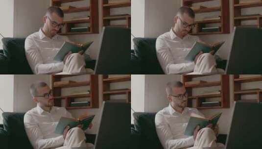 男人在看书高清在线视频素材下载