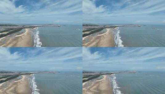 海岸线航拍大海沙滩海边风景海水浪花海浪潮高清在线视频素材下载