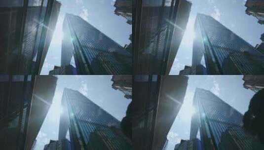 仰视城市大楼阳光空镜高清在线视频素材下载