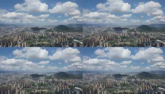 城市高楼蓝天白云天际线航拍高清在线视频素材下载