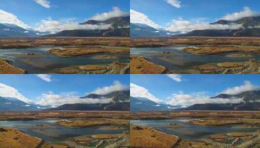 航拍西藏林芝雅尼湿地尼洋河雅鲁藏布江大地高清在线视频素材下载