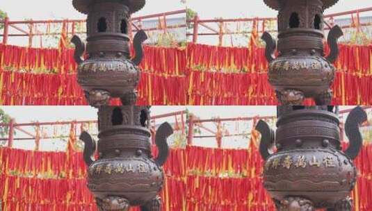 杭州径山寺香炉香火烧香祈福高清在线视频素材下载