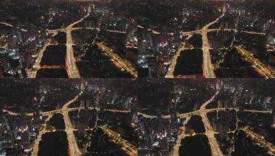 上海浦西夜景马路交通俯拍高清在线视频素材下载