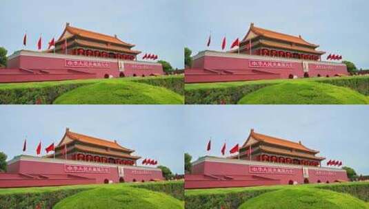 国庆节北京天安门广场装扮一新迎接八方来客高清在线视频素材下载