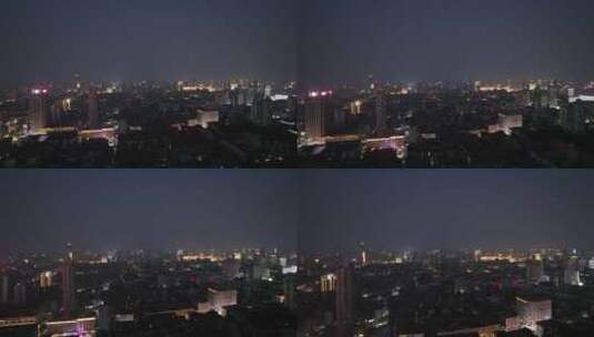 南昌老城区夜晚航拍城市夜景城镇夜幕降临高清在线视频素材下载