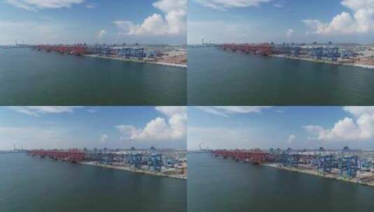 北部湾港钦州港区航拍码头素材高清在线视频素材下载