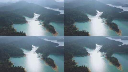 群山中的碧蓝色湖水高清在线视频素材下载