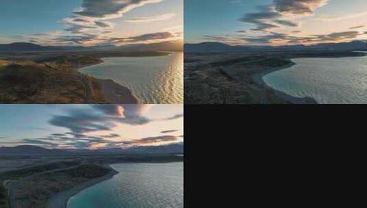 Pukaki Lake新西兰南岛普卡基湖日落晚霞高清在线视频素材下载