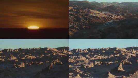 太阳升起沙漠甘肃干旱大地旱季地面干裂高清在线视频素材下载