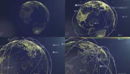 全球通信网络。数字地球地图动画高清在线视频素材下载