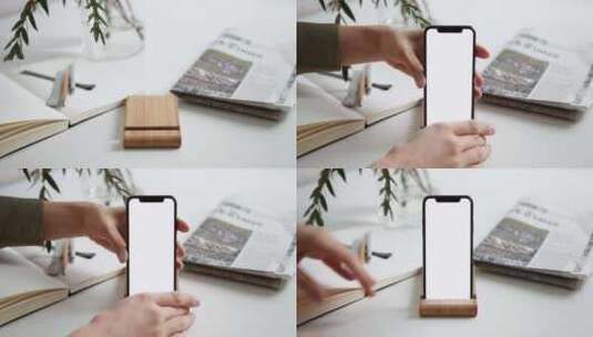 将Iphone放在支架上高清在线视频素材下载
