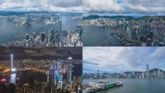 4K合集香港地标城市大湾区航拍延时夜景高清在线视频素材下载