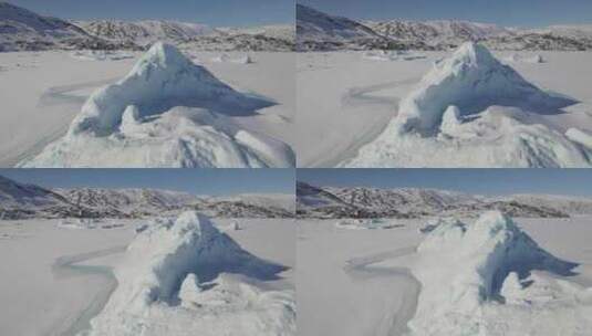 格陵兰岛冰川海面浮冰高清在线视频素材下载