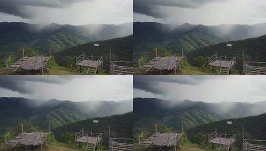 4KHD从竹子平台上观看多云多雾的山景高清在线视频素材下载