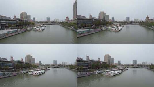 天津海河风景古文化街码头城市风光航拍高清在线视频素材下载