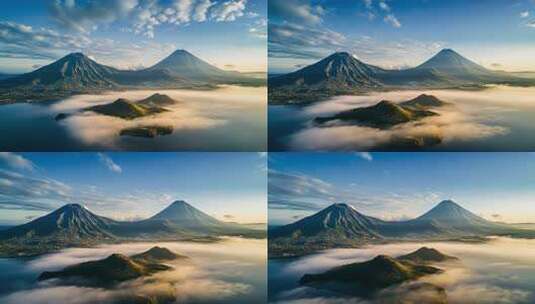 【4K高清】唯美山峰海岸线航拍高清在线视频素材下载