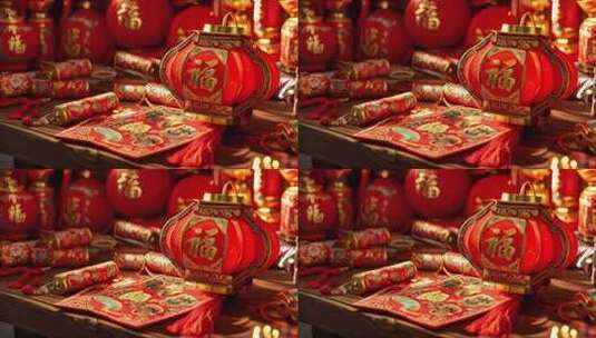春节元宵喜庆新年灯笼红包对联高清在线视频素材下载