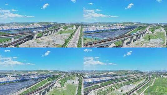 铁路高架桥火车行驶景观高清在线视频素材下载