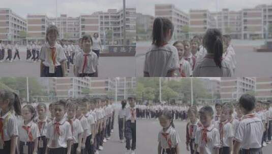 校园里的小学生群体高清在线视频素材下载