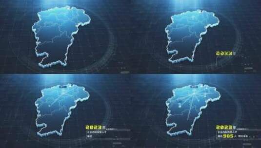 蓝色科技感地图江西高清AE视频素材下载