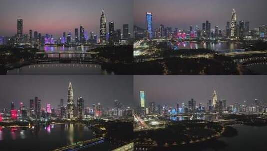 深圳城市夜景航拍高清在线视频素材下载