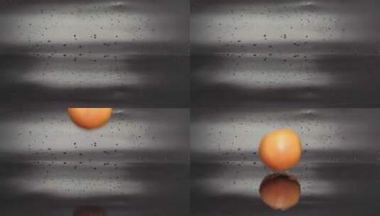 慢镜头拍摄水果西柚落水瞬间高清在线视频素材下载