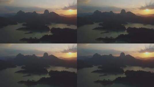 日落时从湖面上俯瞰景色高清在线视频素材下载