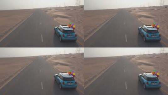 沙漠公路上行驶的车辆高清在线视频素材下载