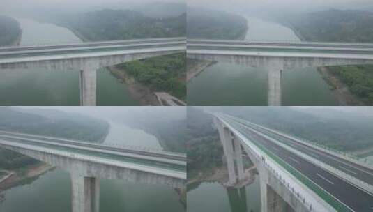 大河跨线桥跨河桥大桥航拍高速公路空镜高清在线视频素材下载