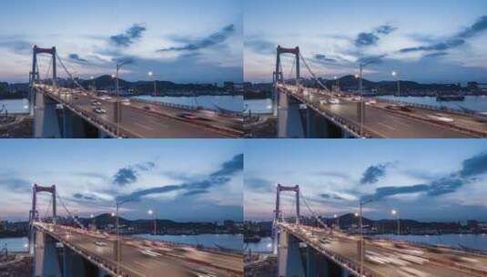 福建厦门海沧大桥夜景车流延时摄影高清在线视频素材下载