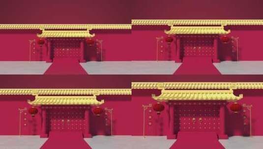 红墙黄瓦的中国宫殿高清在线视频素材下载