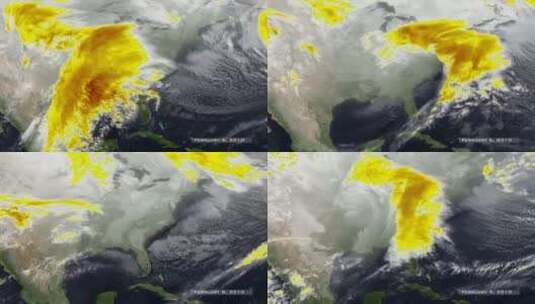 天气图显示风暴经过美国东海岸高清在线视频素材下载