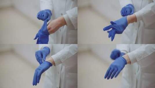 女医生戴手套的特写高清在线视频素材下载