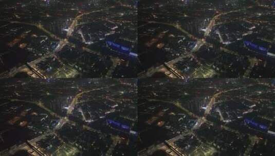 航拍深圳龙岗区高架立交城市夜景高清在线视频素材下载