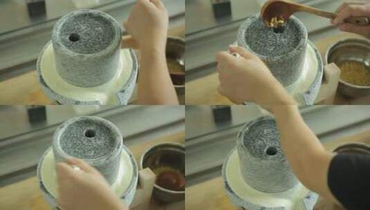 石磨磨豆浆全过程高清在线视频素材下载