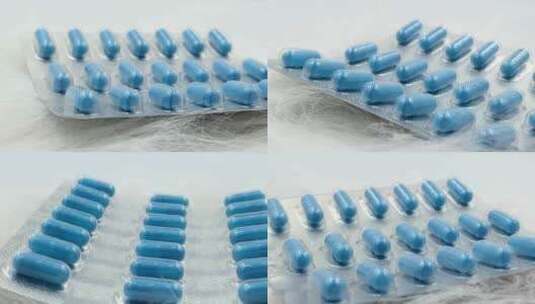 蓝色胶囊药品高清在线视频素材下载