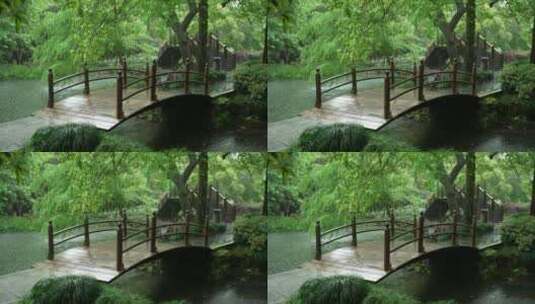 177 杭州 风景 古建筑 下雨天 小桥 树枝高清在线视频素材下载