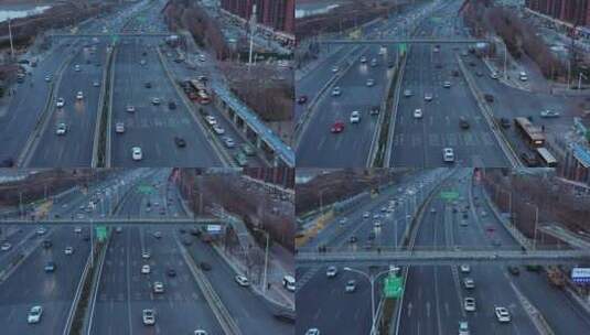城市街道车流航拍高清在线视频素材下载