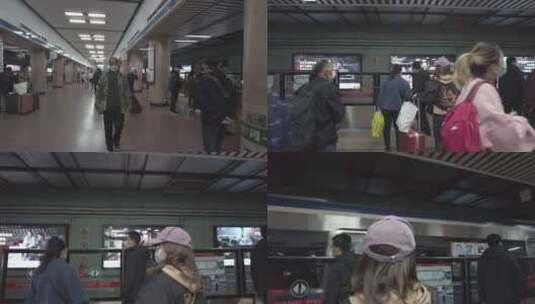 北上广地铁车厢进站乘车4K实拍高清在线视频素材下载